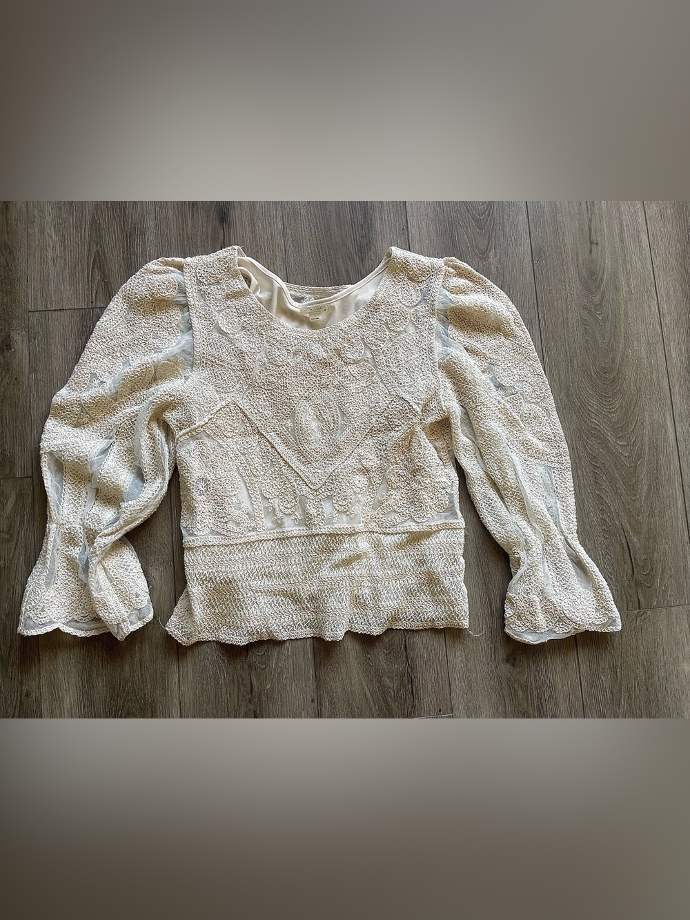Ultra Pink Cream Cotton Lace Blouse - S